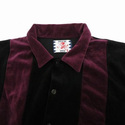 SON OF THE CHEESE | サノバチーズ VELOUR STRIPE SHIRT 半袖シャツ SC2310-CT05 ブラック サイズ：L【瀬戸大橋店】