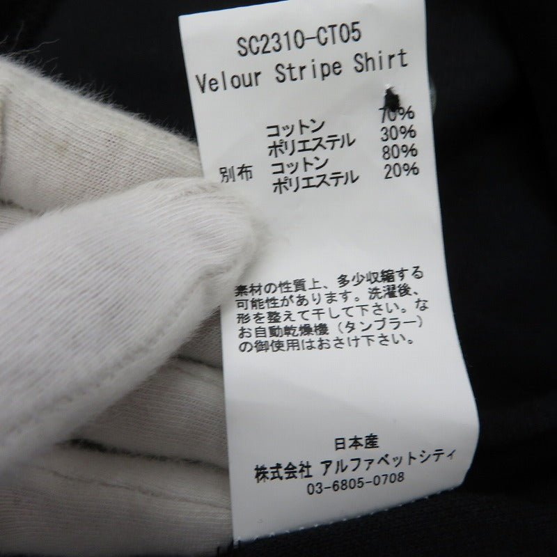 SON OF THE CHEESE | サノバチーズ VELOUR STRIPE SHIRT 半袖シャツ SC2310-CT05 ブラック サイズ：L【瀬戸大橋店】