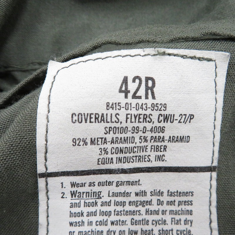 MILITARY衣料 | ミリタリーイリョウ US ARMY/CWU-27/P ツナギ 8415-01-043-9529 カーキグリーン【瀬戸大橋店】