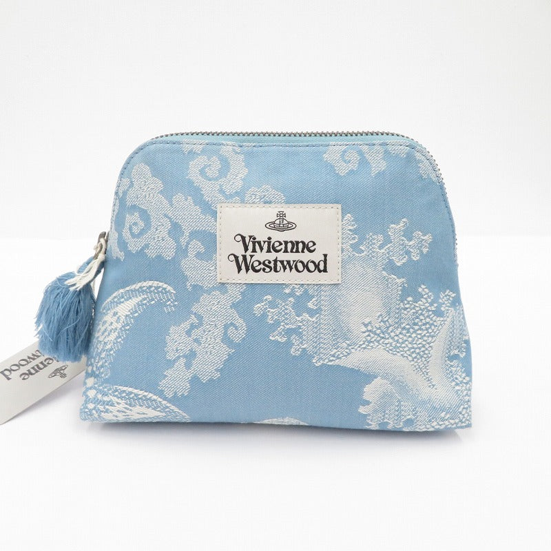 Vivienne Westwood | ヴィヴィアンウエストウッド JACQUARD SMALL WASH BAG クラッチバッグ ブルー【瀬戸大橋店】