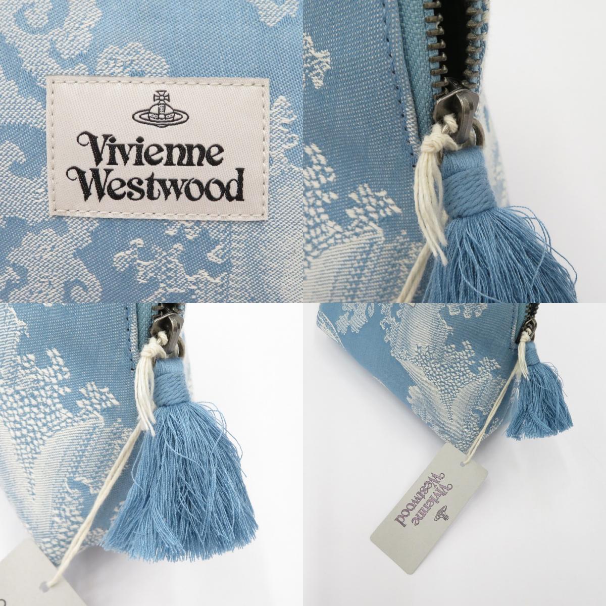 Vivienne Westwood | ヴィヴィアンウエストウッド JACQUARD SMALL WASH BAG クラッチバッグ ブルー【瀬戸大橋店】