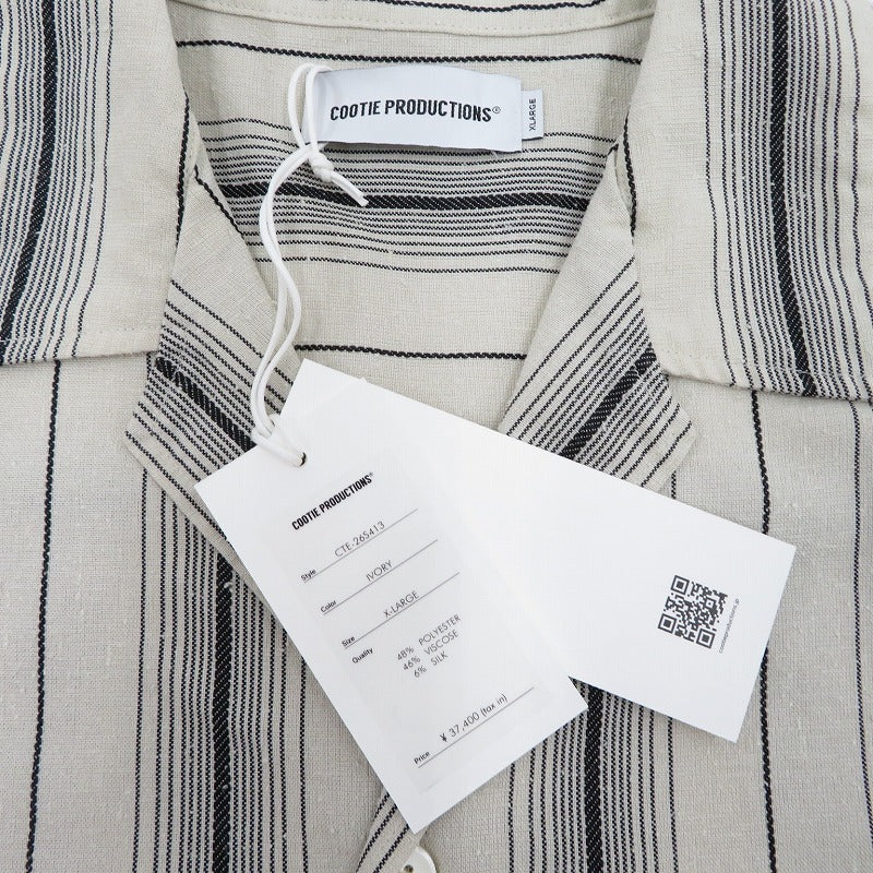 COOTIE | クーティー Dobby Chain Stripe L/S Cavana Shirt 半袖シャツ CTE-26S413 アイボリー サイズ：XL【瀬戸大橋店】