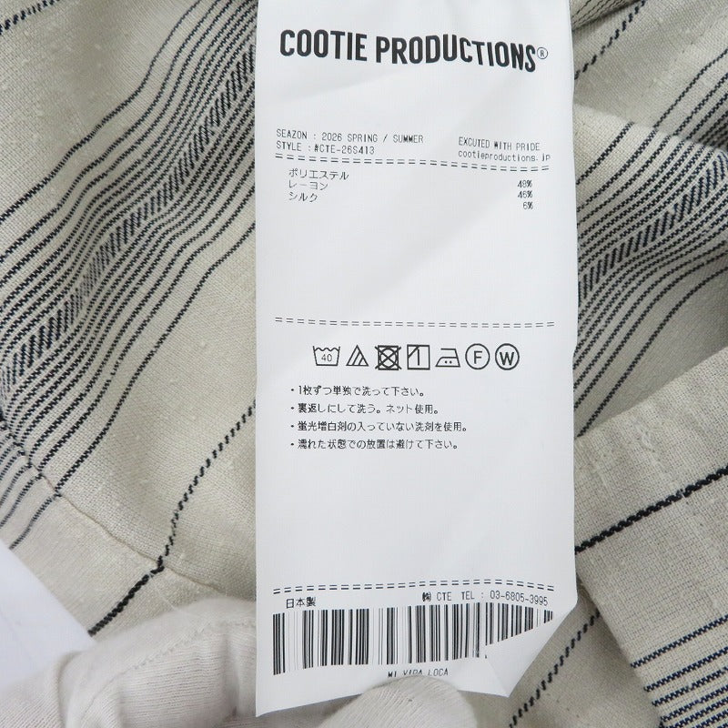COOTIE | クーティー Dobby Chain Stripe L/S Cavana Shirt 半袖シャツ CTE-26S413 アイボリー サイズ：XL【瀬戸大橋店】