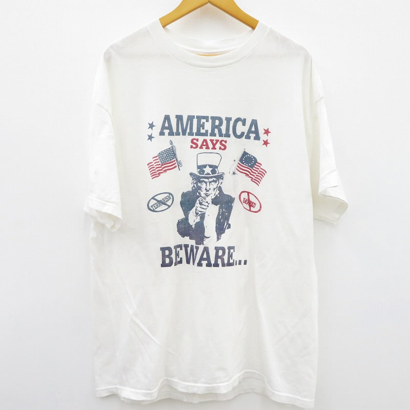 DELTA AMERICA SAYS BEWARE 半袖Ｔシャツ ホワイト サイズ：XL【瀬戸大橋店】