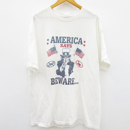 DELTA AMERICA SAYS BEWARE 半袖Ｔシャツ ホワイト サイズ：XL【瀬戸大橋店】
