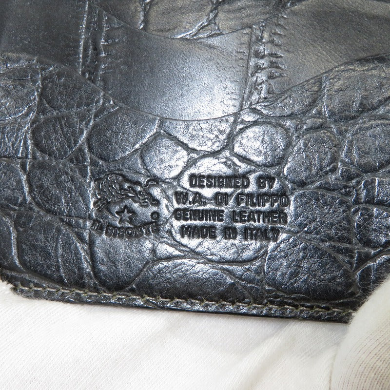IL BISONTE | イルビゾンテ 型押しロングウォレット 長財布 5402306040 ブラック【瀬戸大橋店】