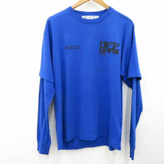 OFF-WHITE | オフホワイト TECH MARKER OVERSIZE JERSEY L/S TEE 長袖Ｔシャツ OMAB022S21JER005 ブルー サイズ：S【瀬戸大橋店】