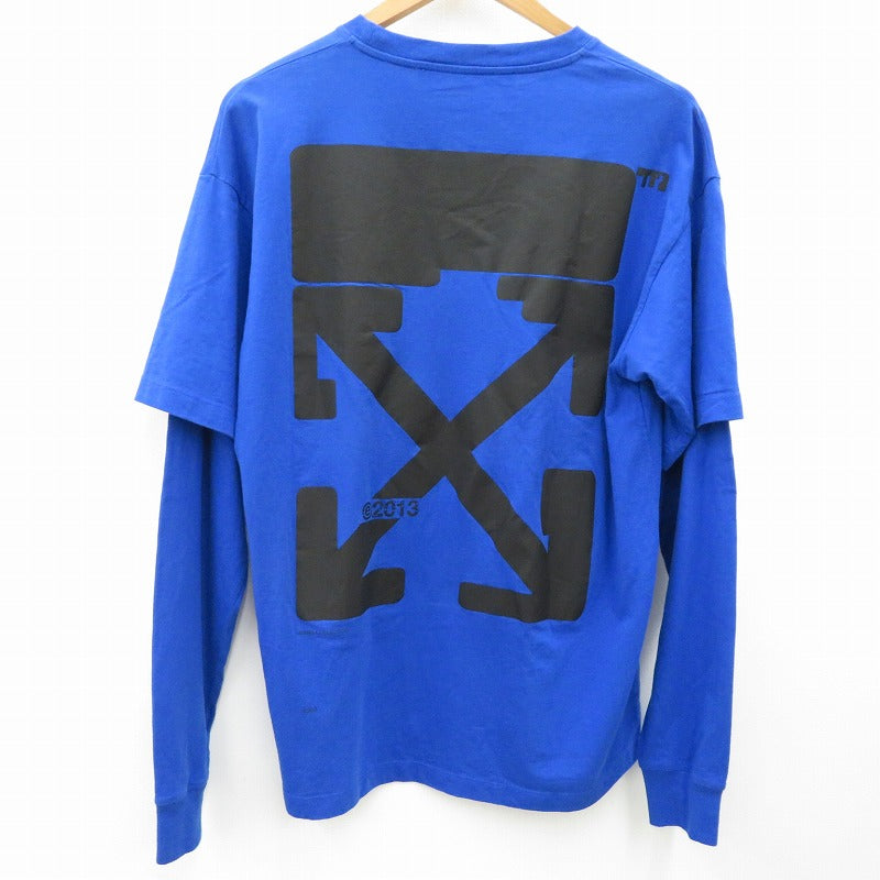 OFF-WHITE | オフホワイト TECH MARKER OVERSIZE JERSEY L/S TEE 長袖Ｔシャツ OMAB022S21JER005 ブルー サイズ：S【瀬戸大橋店】