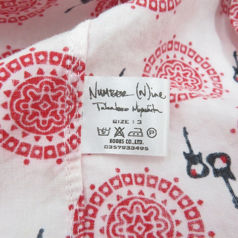 NUMBER(N)INE | ナンバーナイン スリーピングシャツ 半袖シャツ レッド サイズ：3【瀬戸大橋店】