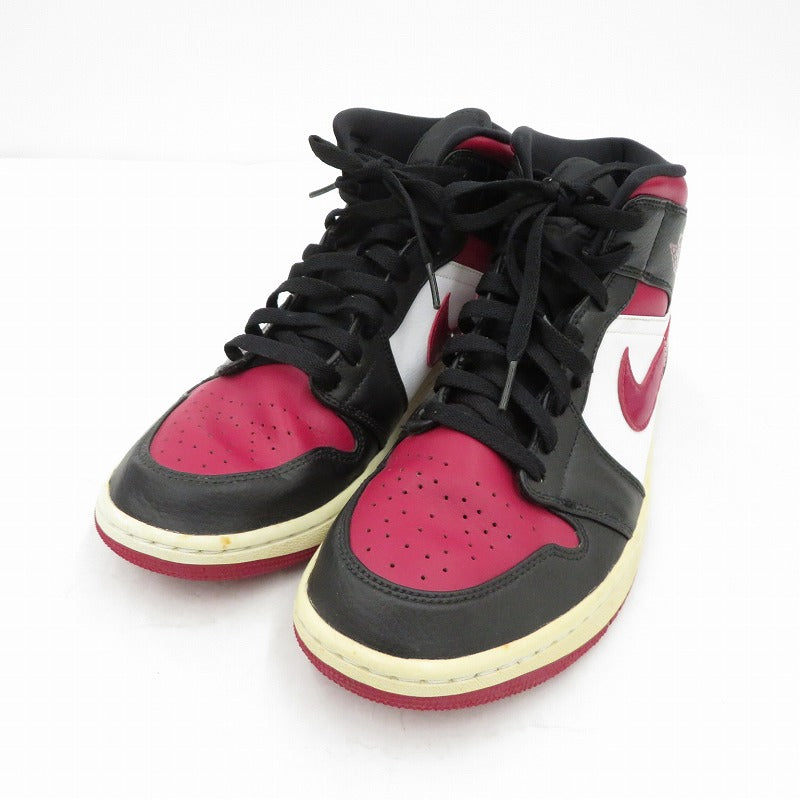 NIKE | ナイキ AJ1 MID 'BLACK/RED/WHITE' スニーカー 554724-066 エアジョーダン ボルドー/バーガンディー 27.5cm【瀬戸大橋店】