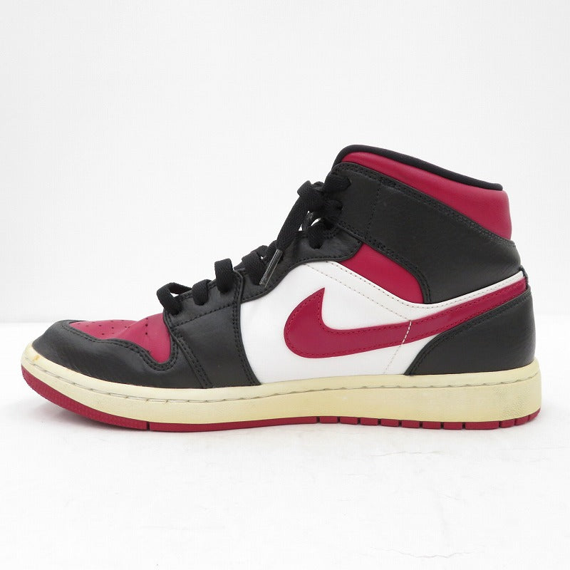 NIKE | ナイキ AJ1 MID 'BLACK/RED/WHITE' スニーカー 554724-066 エアジョーダン ボルドー/バーガンディー 27.5cm【瀬戸大橋店】