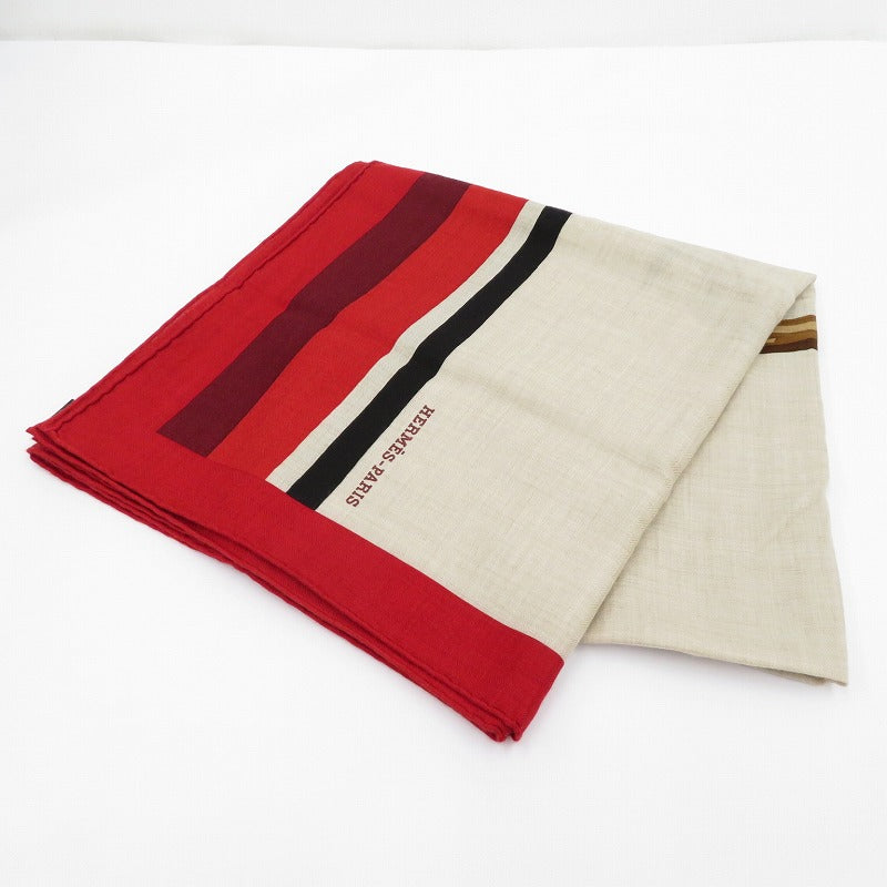 HERMES | エルメス カレジェアン 140 「馬着とともに」 マフラー 【ネット在庫】 レッド【瀬戸大橋店】