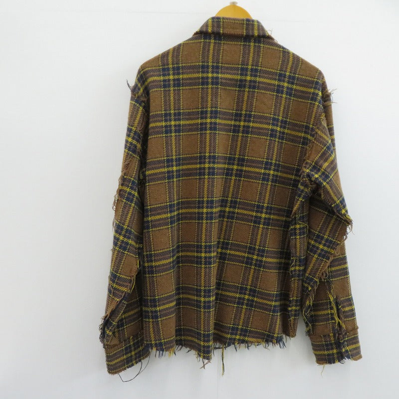 FAF(Fake Ass Flowers) Flannel Boro Shirt 長袖シャツ ブラウン サイズ：3【瀬戸大橋店】