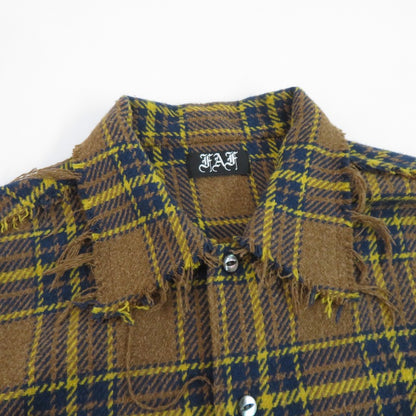 FAF(Fake Ass Flowers) Flannel Boro Shirt 長袖シャツ ブラウン サイズ：3【瀬戸大橋店】