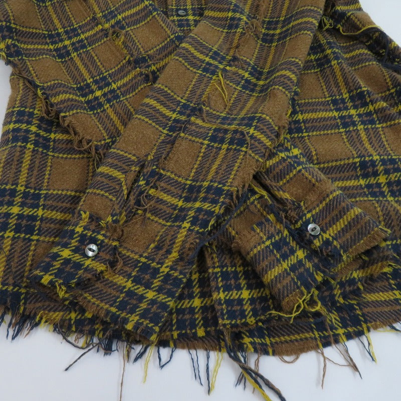 FAF(Fake Ass Flowers) Flannel Boro Shirt 長袖シャツ ブラウン サイズ：3【瀬戸大橋店】