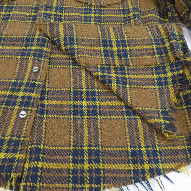 FAF(Fake Ass Flowers) Flannel Boro Shirt 長袖シャツ ブラウン サイズ：3【瀬戸大橋店】