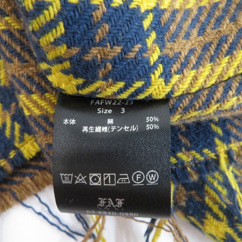 FAF(Fake Ass Flowers) Flannel Boro Shirt 長袖シャツ ブラウン サイズ：3【瀬戸大橋店】