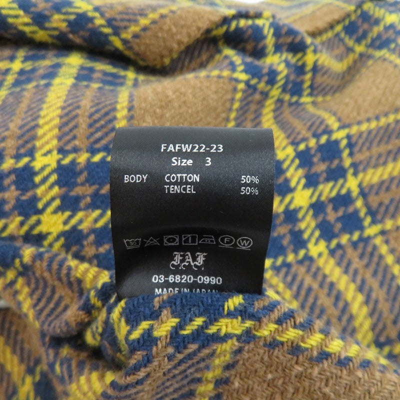 FAF(Fake Ass Flowers) Flannel Boro Shirt 長袖シャツ ブラウン サイズ：3【瀬戸大橋店】