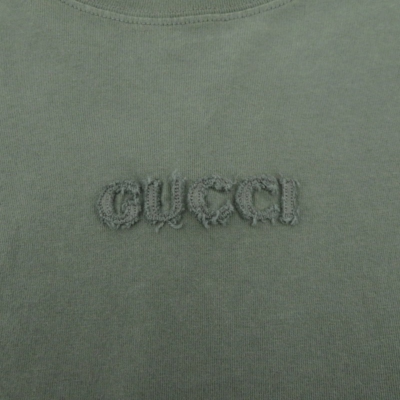 GUCCI | グッチ エンブロイダリー コットンジャージー Tシャツ 半袖Ｔシャツ 798115XJG543217 カーキ サイズ：XS【瀬戸大橋店】