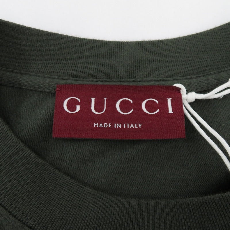 GUCCI | グッチ エンブロイダリー コットンジャージー Tシャツ 半袖Ｔシャツ 798115XJG543217 カーキ サイズ：XS【瀬戸大橋店】