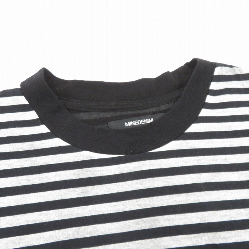 MINEDENIM | マインデニム Seepage Border Crewneck T-SH 半袖Ｔシャツ Seepage Border Crewneck Tシャツ グレー サイズ：M【瀬戸大橋店】