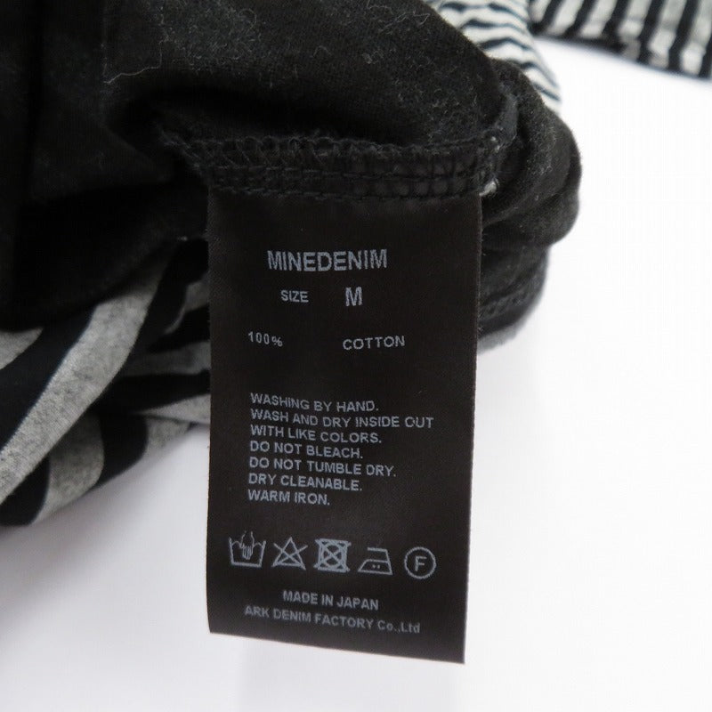 MINEDENIM | マインデニム Seepage Border Crewneck T-SH 半袖Ｔシャツ Seepage Border Crewneck Tシャツ グレー サイズ：M【瀬戸大橋店】