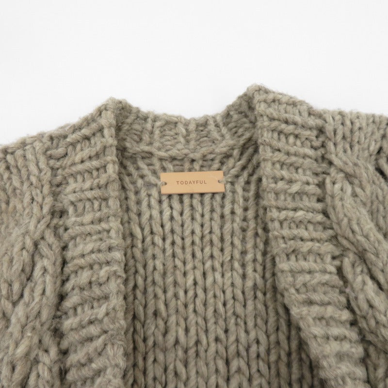 TODAYFUL | トゥデイフル Cable HandKnit Cardigan カーディガン 11820518 グレー サイズ：36【瀬戸大橋店】