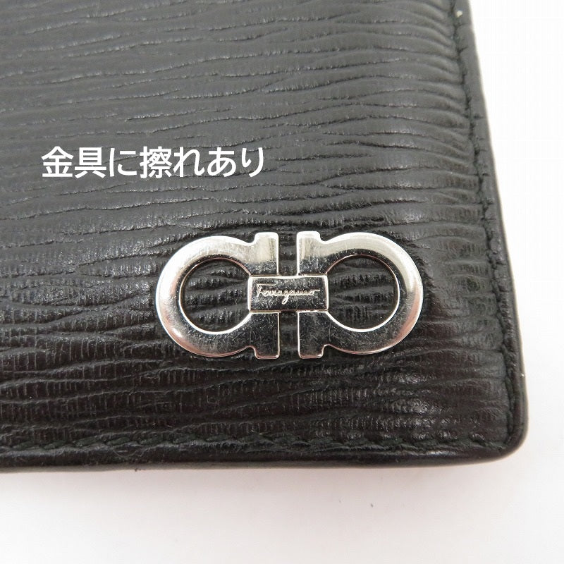 Salvatore Ferragamo | サルヴァトーレフェラガモ ガンチーニ 二つ折り財布 JL-66 A065 ブラック【瀬戸大橋店】