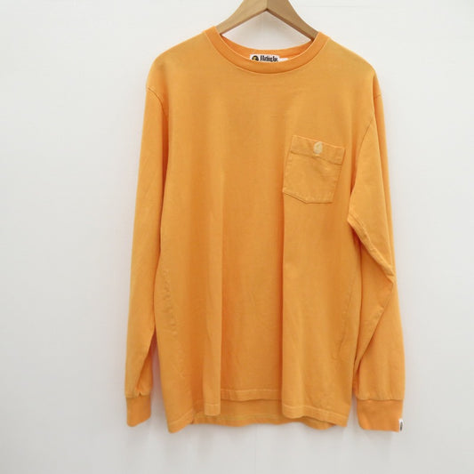 A BATHING APE | アベイシングエイプ ワンポケット刺繍L/S TEE 長袖Ｔシャツ 001LTE801003X オレンジ サイズ：L【瀬戸大橋店】