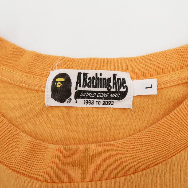 A BATHING APE | アベイシングエイプ ワンポケット刺繍L/S TEE 長袖Ｔシャツ 001LTE801003X オレンジ サイズ：L【瀬戸大橋店】