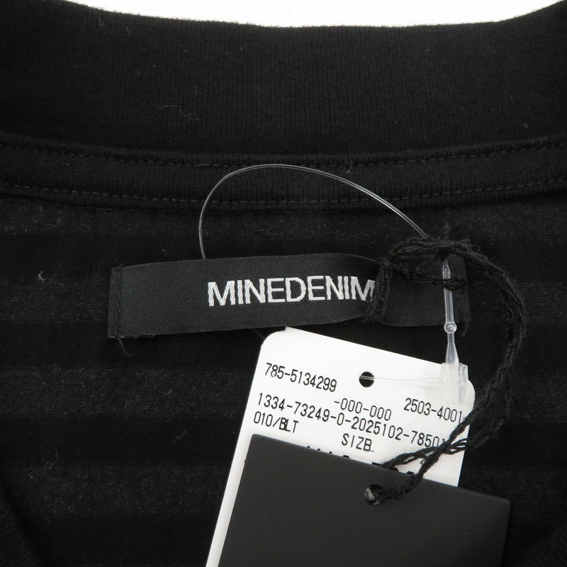 MINEDENIM | マインデニム Seepage Border Crewneck T-SH 半袖Ｔシャツ 2503-4001-97-L2 ブラック サイズ：L【瀬戸大橋店】
