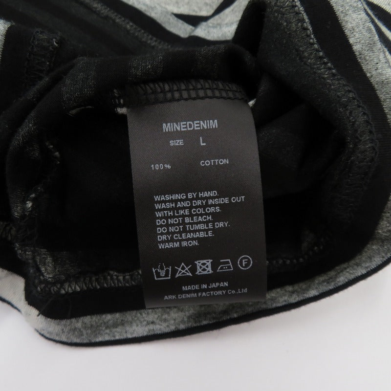 MINEDENIM | マインデニム Seepage Border Crewneck T-SH 半袖Ｔシャツ 2503-4001-97-L2 ブラック サイズ：L【瀬戸大橋店】