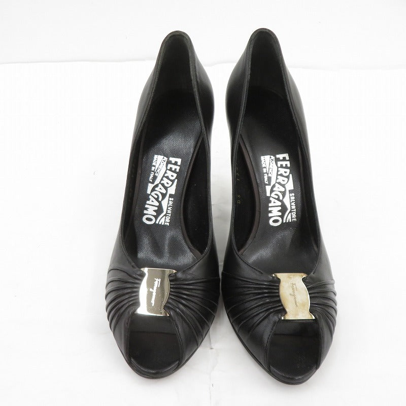 Salvatore Ferragamo | サルヴァトーレフェラガモ TIBERIA パンプス 0345880 サイズ:UK6(約24.5cm) ブラック 24.5cm【瀬戸大橋店】