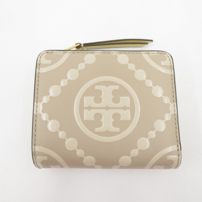 Tory Burch | トリーバーチ Tモノグラム コントラスト エンボス ウォレット 二つ折り財布 146179 020 ベージュ系【瀬戸大橋店】