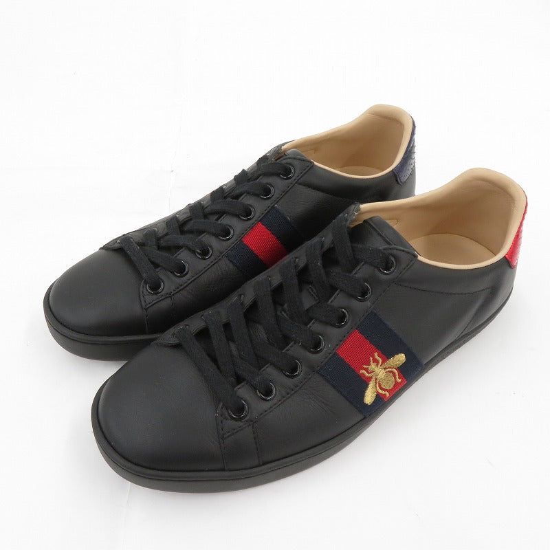 GUCCI | グッチ エース エンブロイダリー付き スニーカー 431942 サイズ：EU37(約24.0cm) ブラック 24cm【瀬戸大橋店】