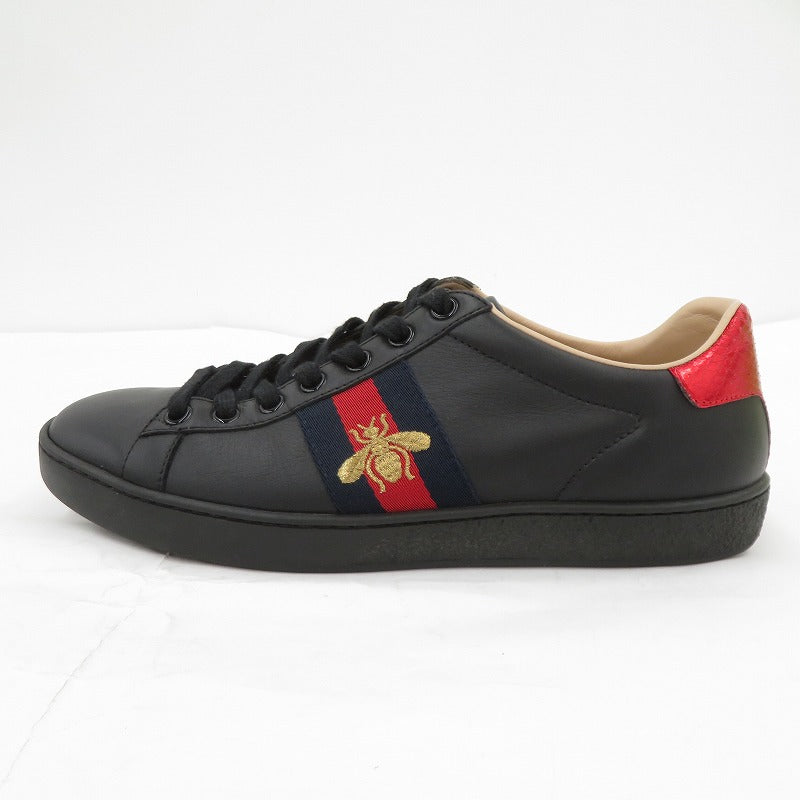 GUCCI | グッチ エース エンブロイダリー付き スニーカー 431942 サイズ：EU37(約24.0cm) ブラック 24cm【瀬戸大橋店】