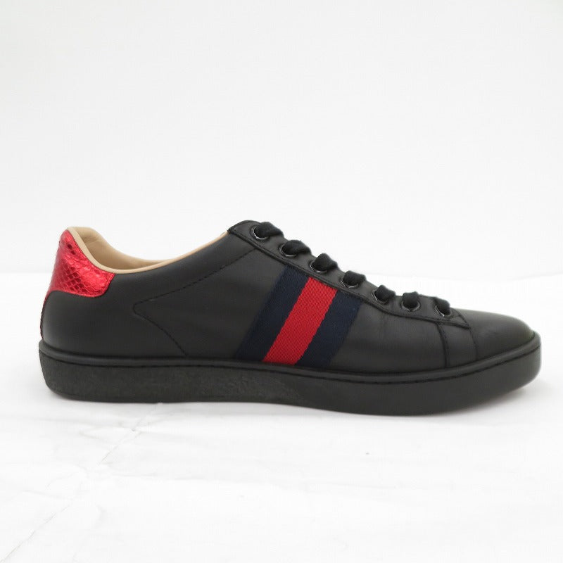 GUCCI | グッチ エース エンブロイダリー付き スニーカー 431942 サイズ：EU37(約24.0cm) ブラック 24cm【瀬戸大橋店】