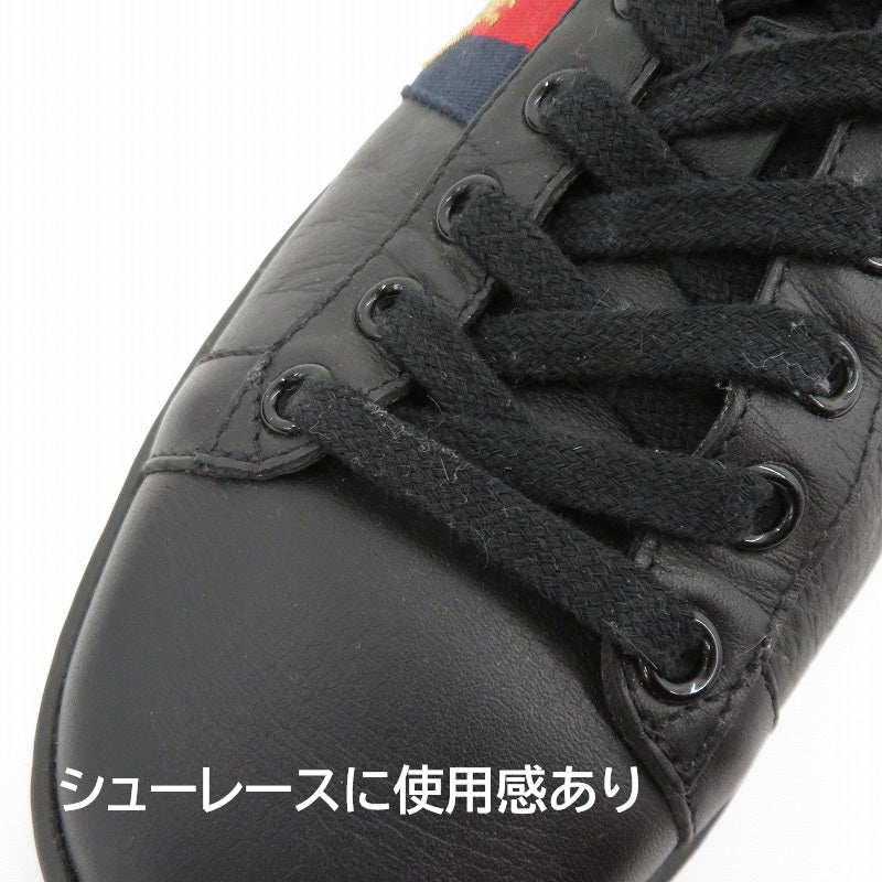 GUCCI | グッチ エース エンブロイダリー付き スニーカー 431942 サイズ：EU37(約24.0cm) ブラック 24cm【瀬戸大橋店】