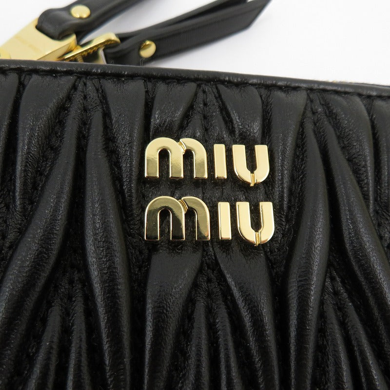 Miu Miu | ミュウ ミュウ マテラッセレザー 二つ折り財布 5ML024 2FPP F0002 ブラック【瀬戸大橋店】