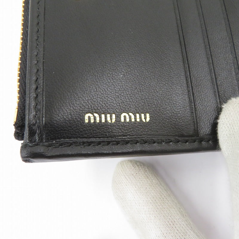 Miu Miu | ミュウ ミュウ マテラッセレザー 二つ折り財布 5ML024 2FPP F0002 ブラック【瀬戸大橋店】