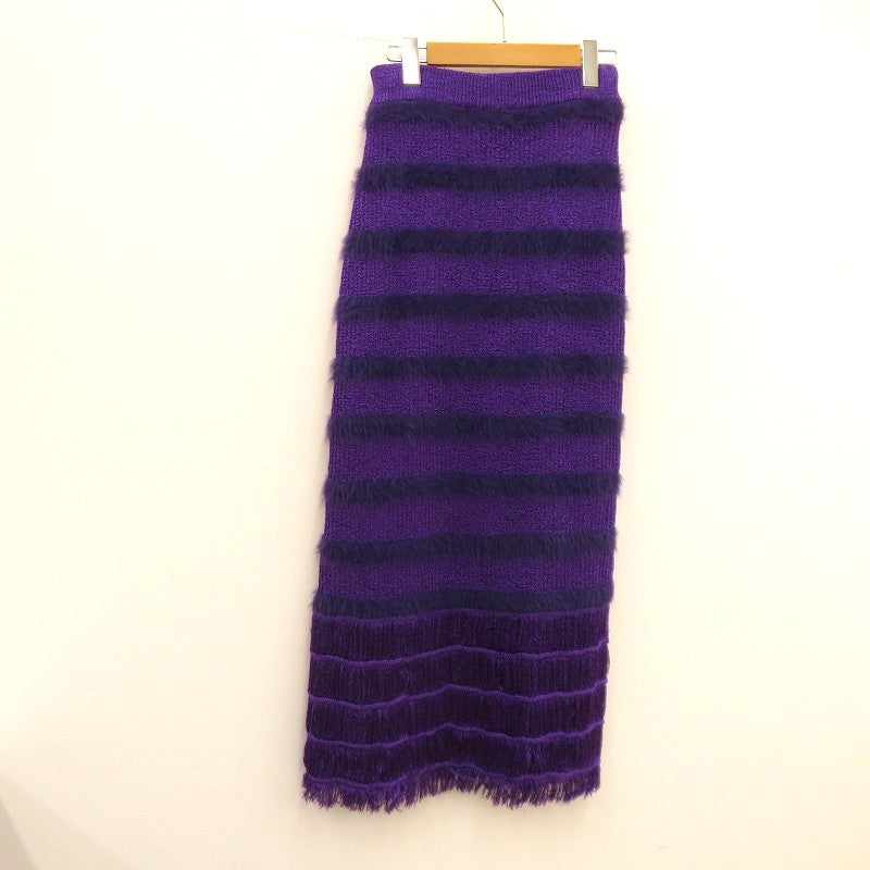 AMERI | アメリ FRINGE KNIT I LINE SKIR スカート 02320961180 パープル サイズ：S【瀬戸大橋店】