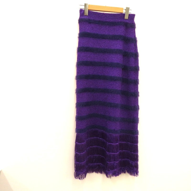 AMERI | アメリ FRINGE KNIT I LINE SKIR スカート 02320961180 パープル サイズ：S【瀬戸大橋店】