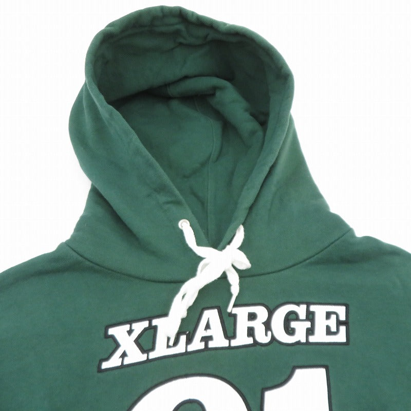 X-LARGE | エクストララージ TEAM PANELED HOODED パーカー 101221012012 グリーン サイズ：L【瀬戸大橋店】