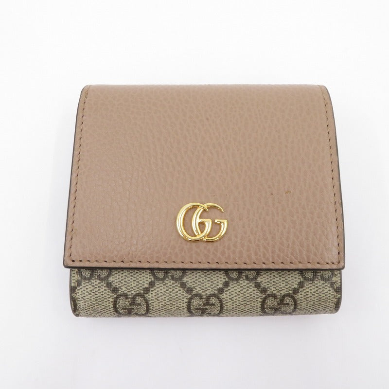 GUCCI | グッチ GGスプリーム ダブルG バイカラー ミディアムウォレット 二つ折り財布 598587-493075 ベージュ【瀬戸大橋店】