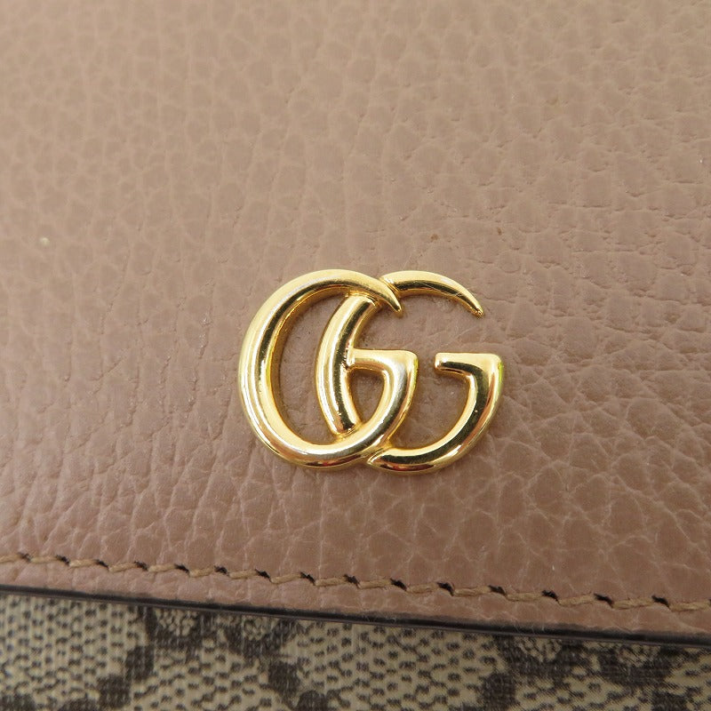 GUCCI | グッチ GGスプリーム ダブルG バイカラー ミディアムウォレット 二つ折り財布 598587-493075 ベージュ【瀬戸大橋店】