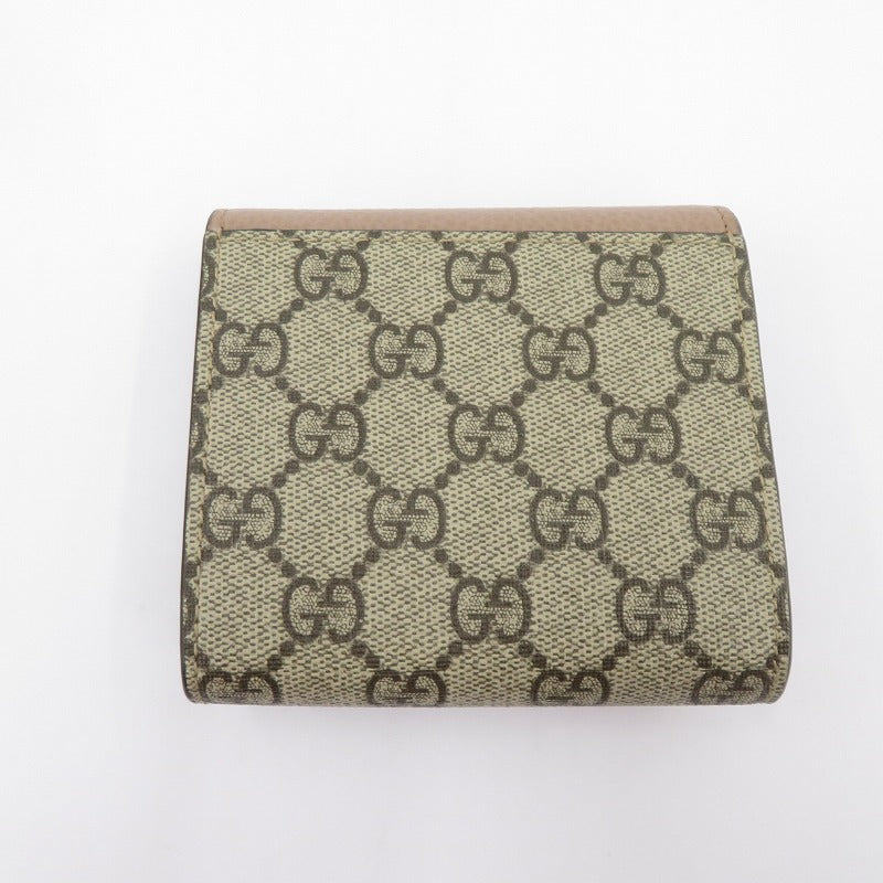 GUCCI | グッチ GGスプリーム ダブルG バイカラー ミディアムウォレット 二つ折り財布 598587-493075 ベージュ【瀬戸大橋店】