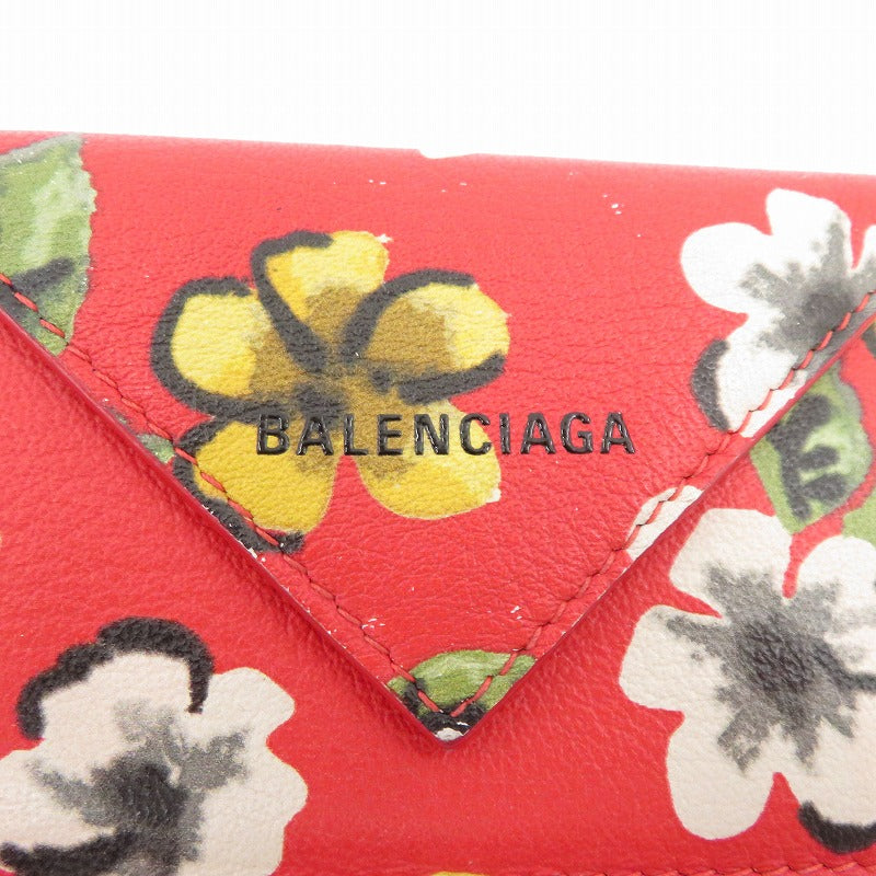 BALENCIAGA | バレンシアガ ペーパー ミニウォレット 花柄 三つ折り財布 391446 6576 S 568148 レッド【瀬戸大橋店】