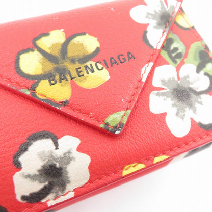 BALENCIAGA | バレンシアガ ペーパー ミニウォレット 花柄 三つ折り財布 391446 6576 S 568148 レッド【瀬戸大橋店】