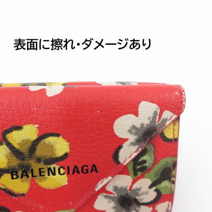 BALENCIAGA | バレンシアガ ペーパー ミニウォレット 花柄 三つ折り財布 391446 6576 S 568148 レッド【瀬戸大橋店】