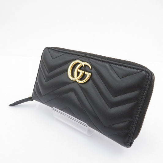GUCCI | グッチ GGマーモント ダブルG ジップアラウンドウォレット 長財布 443123・0959 ブラック【瀬戸大橋店】